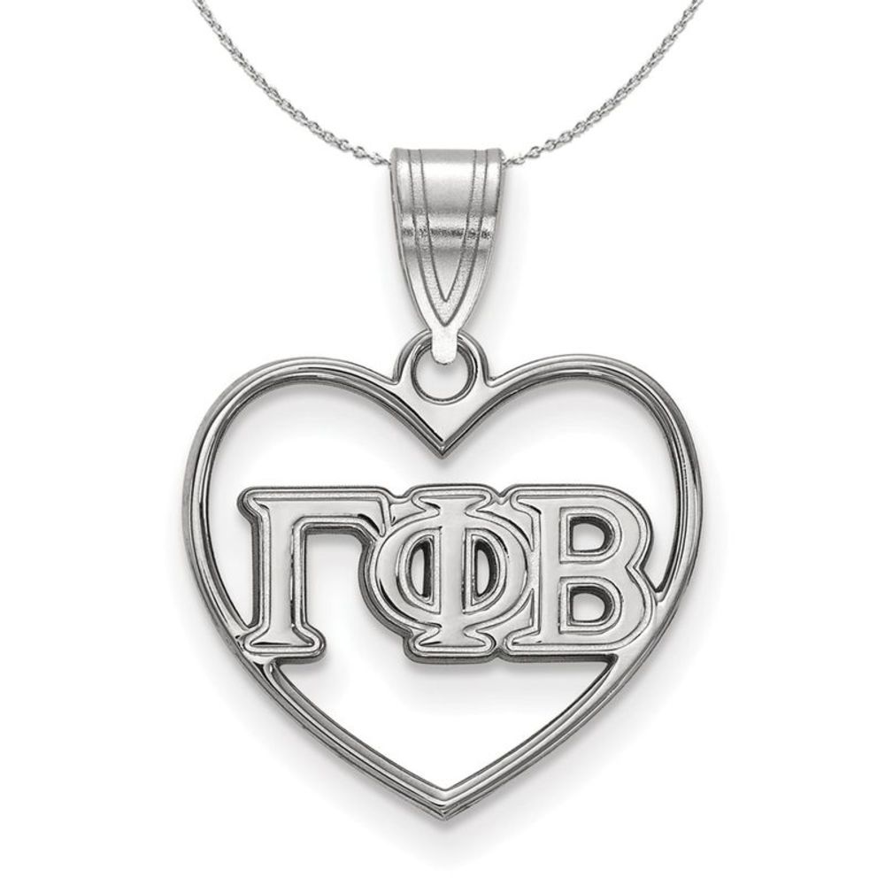 Sterling Silver Gamma Phi Beta Heart Greek Necklace - 16 Inch